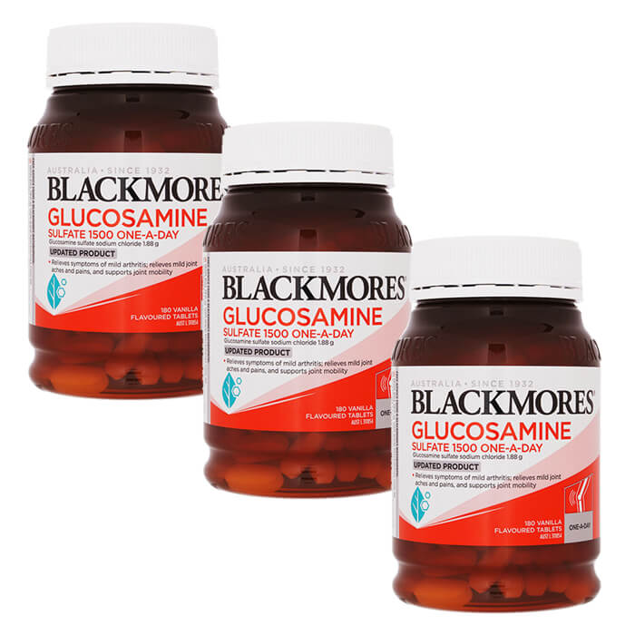 グルコサミンサルフェート 1500 ワンアデイ 180錠　3本　ブラックモアズBlackmores Glucosamine Sulfate 1500 One-A-Day ヤマト国際便発送 海外通販 正規品 日時指定不可｜ビューマート