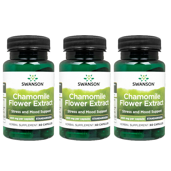 【楽天市場】【海外通販・正規品・日時指定不可】カモミールフラワーエクストラクト 500mg 60錠 3本 スワンソン Swanson