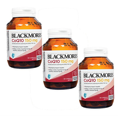 CoQ10 150mg 90錠　3本　ブラックモアズ　コエンザイムQ10Blackmores CoQ10 ヤマト国際便発送 海外通販 正規品 日時指定不可｜ビューマート