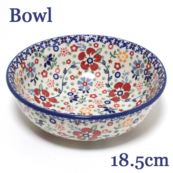 ポーランド陶器 食器 ボウルm 赤い花とバラエティ柄 星入り どんぶり マヌファクトゥラ社 M134 Eo34 ポーリッシュポタリー 耐熱 オーブン レンジ Kanal9tv Com