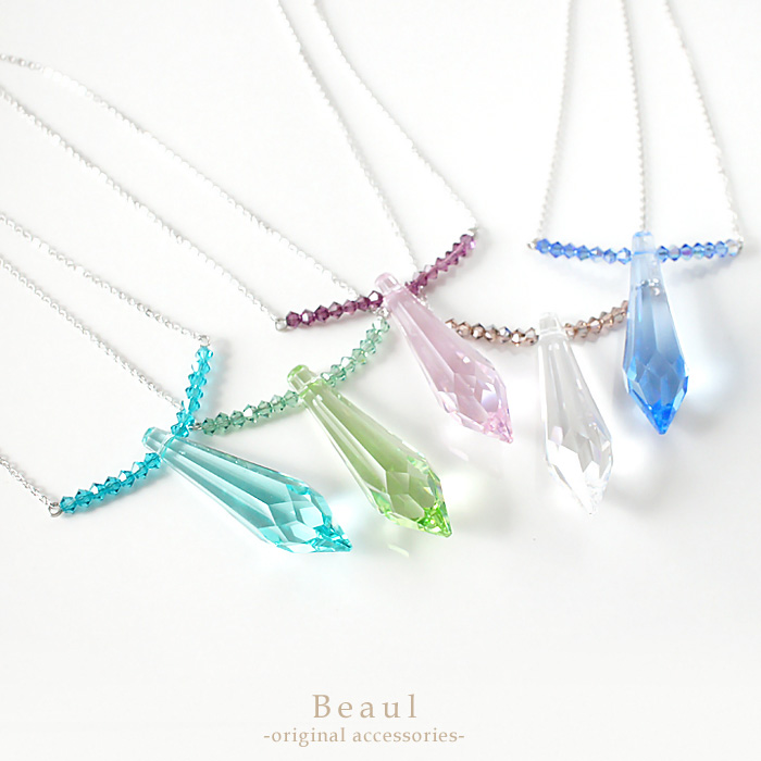 Swarovski クリスタルペンダント ネックレス 美品 スワロフスキー SWAROVSKI 4連 クリスタルペンダント