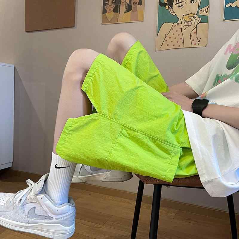 秋冬 メンズ 服 シンプル ファッション オシャレ 大人 かっこいい 大きいサイズ ストリート 紳士服 蛍光 グリーン 速乾 パンツ 薄手 アウター カジュアル ウェア ビーチ