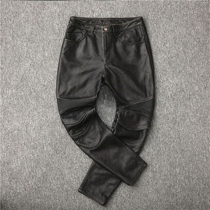 牛革レザーパンツ 新品 メンズパンツ 革パンツ 大きサイズ スキニーパンツ ロングパンツ バイク用 レザーパンツ 父の日 バイクパンツ 本革 無地 カッコイイ
