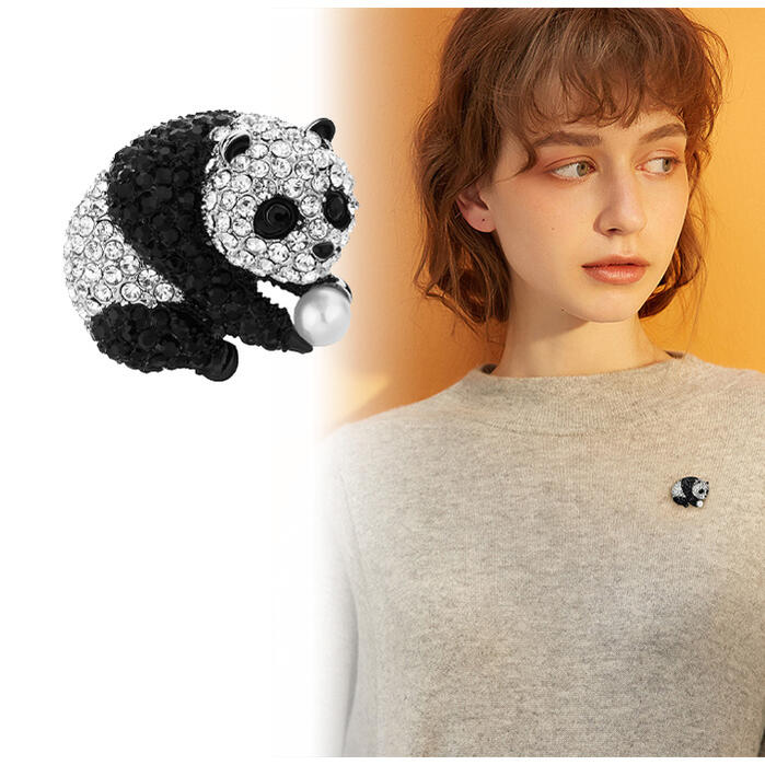 楽天市場】スワロフスキー パンダ ブローチ 大☆ギフトポーチ付き