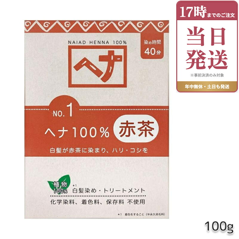ナイアード ヘナ100％ 100g Naiad 赤茶系 白髪染め ヘアカラー 染毛料 カラー剤 カラーリング 毛染め ヘナパウダー ヘナカラー ナイアードヘナ トリートメントヘアカラー 染髪 白髪染 白髪 植物由来の染料 正規品｜ビューティー館店