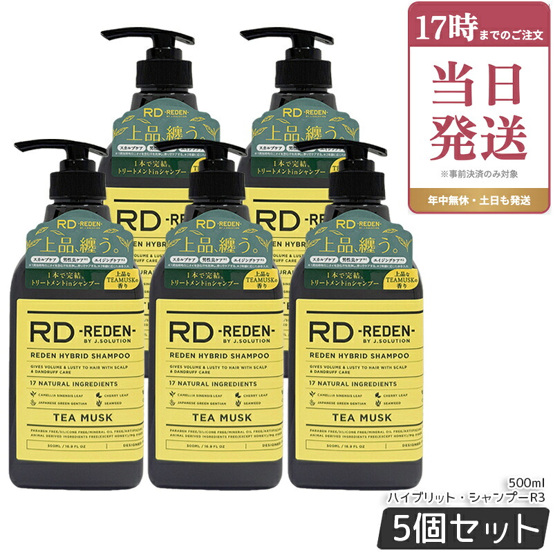 【5本セット】リデン ハイブリット・シャンプー R3 ティームスク 本体 500ml REDEN 男性 男性用 シャンプー オールインワンシャンプー スカルプケア 頭皮臭ケア リンスインシャンプー いい香り 正規品|ビューティー館店