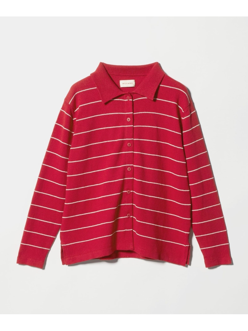 ＜MEYAME＞ボーダー ニット カーディガン BEAUTY&YOUTH UNITED ARROWS ビューティー＆ユース　ユナイテッドアローズ トップス カーディガン レッド【送料無料】[ Fashion]｜BEAUTY＆YOUTH UNITED ARROWS