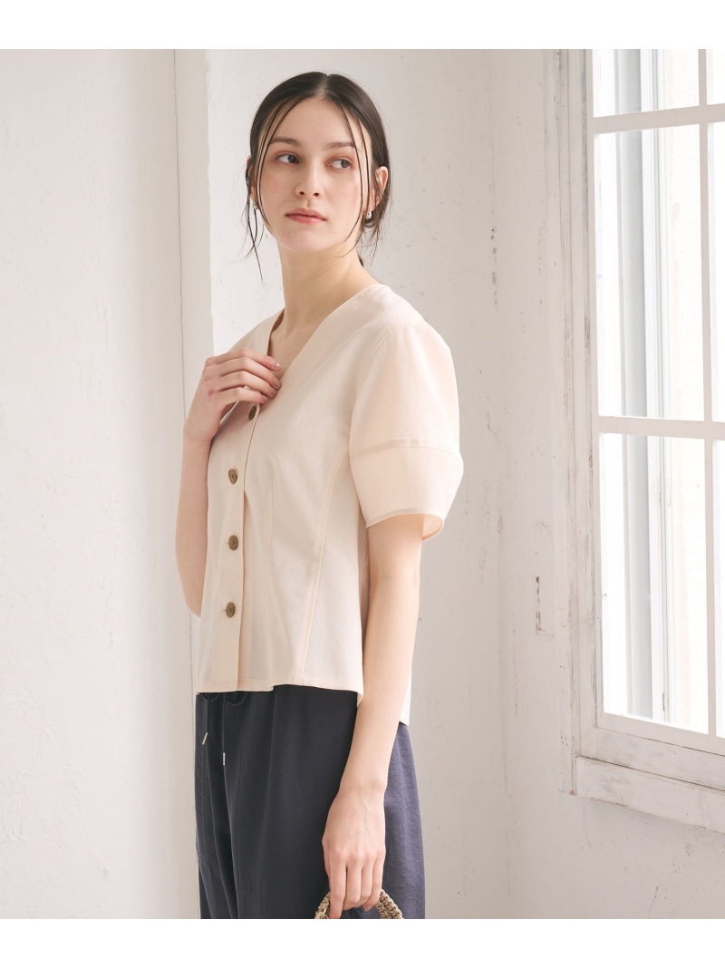 カーブスリーブ Vネック ブラウス UVカット 防シワ ウォッシャブル BEAUTY&YOUTH UNITED ARROWS ビューティー＆ユース　ユナイテッドアローズ トップス シャツ・ブラウス ホワイト ブラック ブラウン【送料無料】[ Fashion]｜BEAUTY＆YOUTH UNITED ARROWS