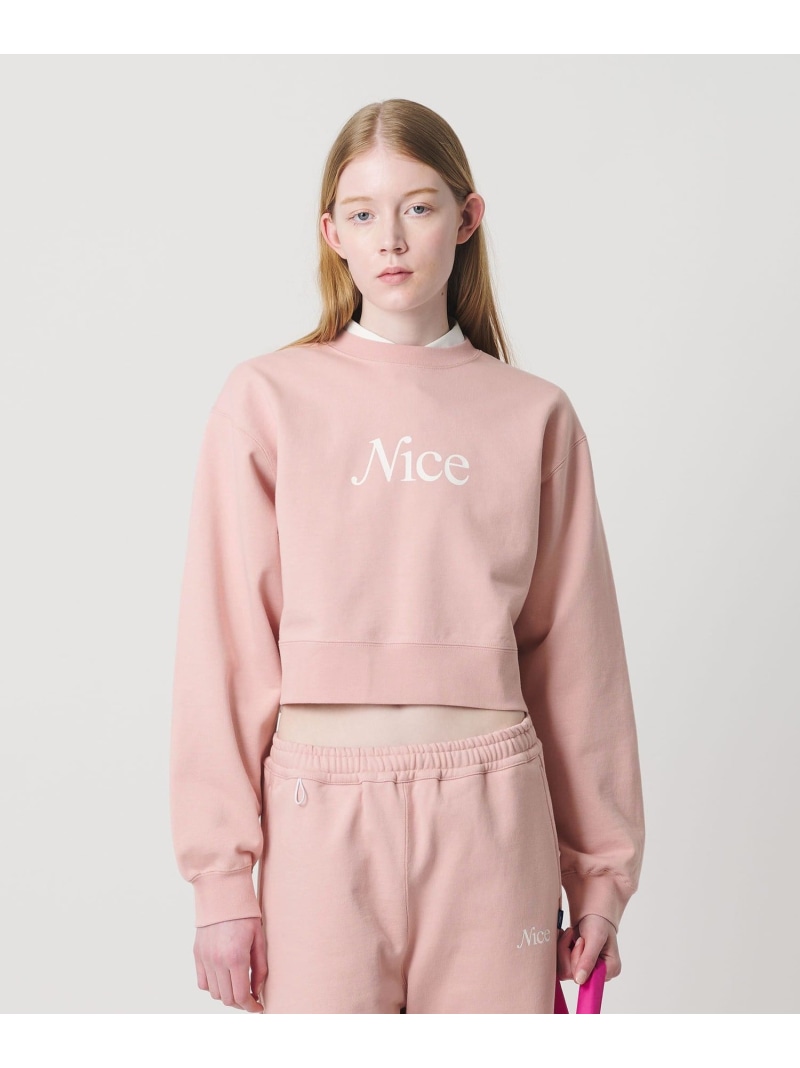 ＜NICE WEATHER＞ウィメンズ シグネチャーロゴ クロップド スウェット 2 NICE WEATHER ビューティー＆ユース　ユナイテッドアローズ トップス スウェット・トレーナー ネイビー グレー ピンク【送料無料】[ Fashion]