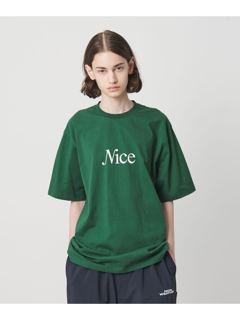 ＜NICE WEATHER＞シグネチャーロゴ Tシャツ NICE WEATHER ビューティー＆ユース　ユナイテッドアローズ トップス カットソー・Tシャツ ブルー ホワイト ブラック【送料無料】[ Fashion]