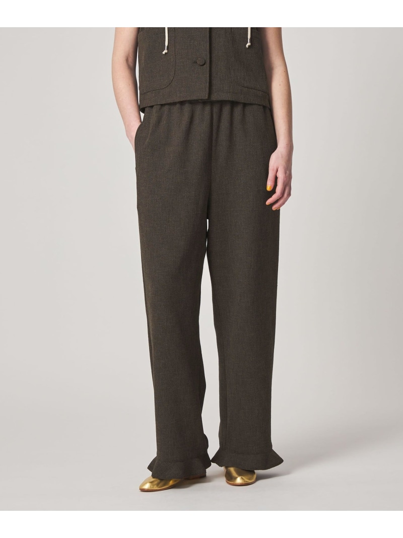 【SALE／30%OFF】＜Steven Alan＞ツイードライク フリル パンツ Steven Alan ビューティー＆ユース　ユナイテッドアローズ パンツ その他のパンツ ブラック ブラウン【RBA_E】【送料無料】[ Fashion]｜BEAUTY＆YOUTH UNITED ARROWS
