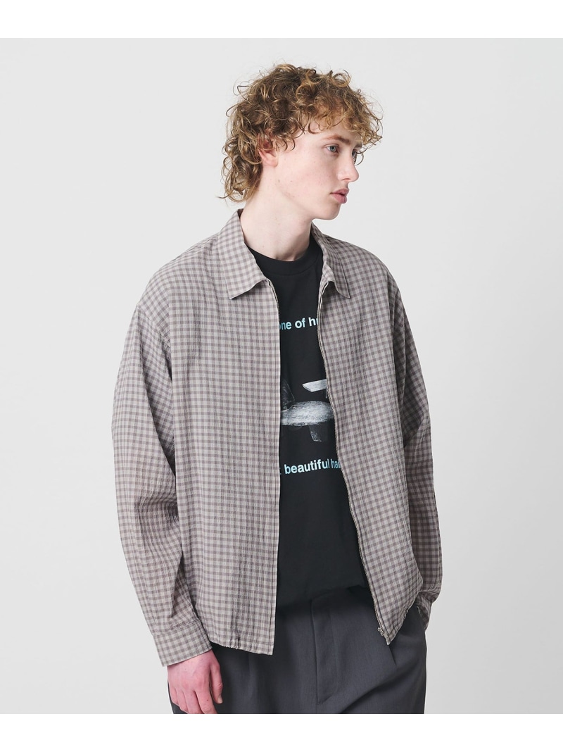 【SALE／19%OFF】シャーリング 読み合わせる ジップシャツ BEAUTY\u0026YOUTH UNITED ARROWS もの言う花＆若い衆 ユナイテッドアローズ トップス プルオーバー・トップ ベージュ 薄墨色【RBA_E】【貨物輸送無料】[ Fashion]