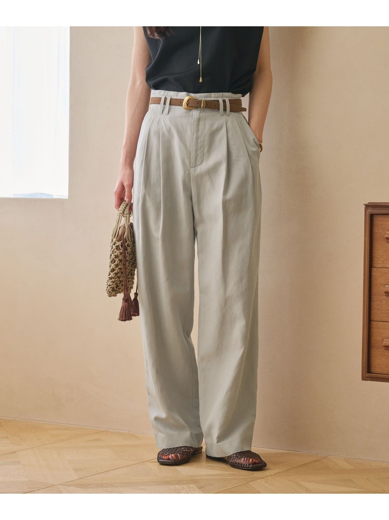 麻ブレンド バックゴム タック ワイドパンツ BEAUTY&YOUTH UNITED ARROWS ビューティー＆ユース　ユナイテッドアローズ パンツ その他のパンツ ブルー グリーン ホワイト ブラック ブラウン【送料無料】[ Fashion]｜BEAUTY＆YOUTH UNITED ARROWS
