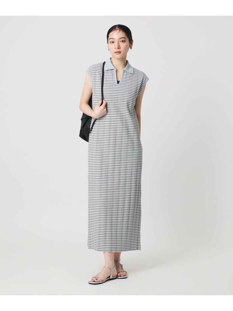 ボーダー スキッパー マキシワンピース BEAUTY&YOUTH UNITED ARROWS ビューティー＆ユース　ユナイテッドアローズ ワンピース・ドレス ワンピース ブラック ブルー【先行予約】*【送料無料】[ Fashion]