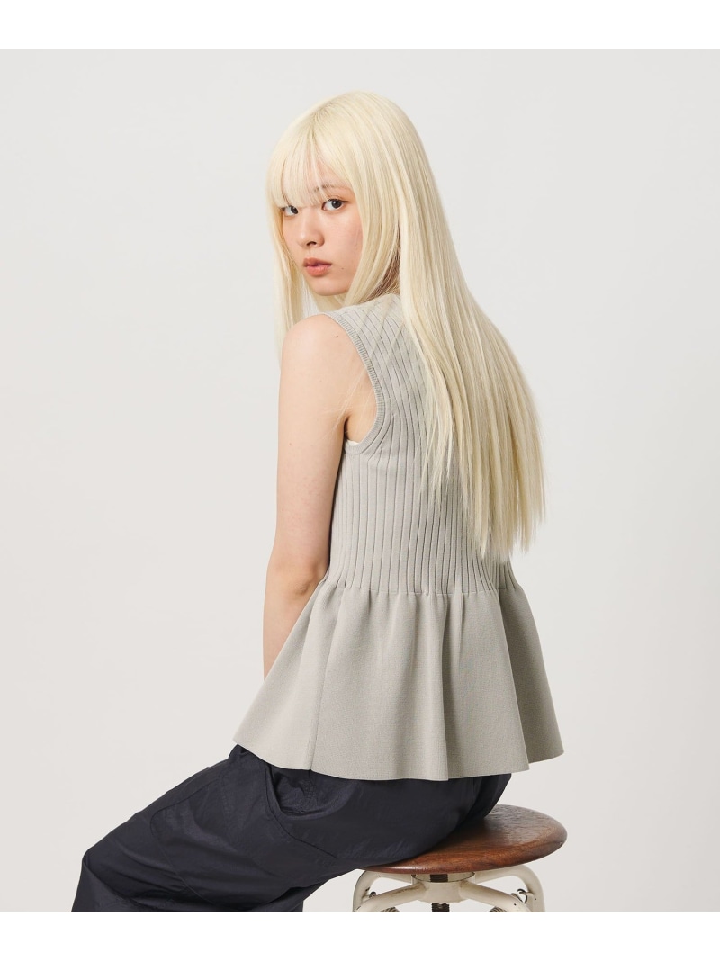 【WEB押さえる Wardrobe DAILY MINIMAL】ペプラム2WAY ノースリーブリブニット ウォッシャブル BEAUTY\u0026YOUTH UNITED ARROWS もの言う花＆若い者 ユナイテッドアローズ トップス 編み物 黒いこと 薄墨色 ベージュ【貨物輸送無料】[ Fashion]