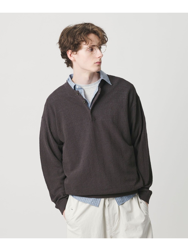 テクスチャード 3ボタン ヘンリーネック ニット ウォッシャブル BEAUTY&YOUTH UNITED ARROWS ビューティー＆ユース　ユナイテッドアローズ トップス ニット ホワイト グレー【送料無料】[ Fashion]