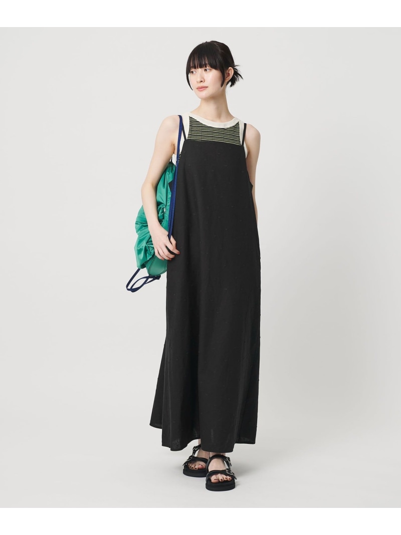 麻ブレンド ドット キャミワンピース BEAUTY&YOUTH UNITED ARROWS ビューティー＆ユース　ユナイテッドアローズ ワンピース・ドレス ワンピース ホワイト ブラック【送料無料】[ Fashion]