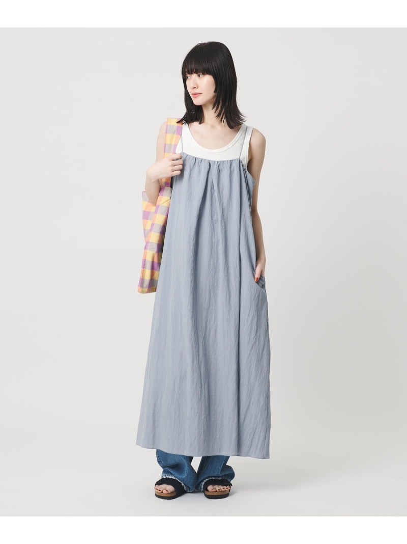 ギャザー ロングキャミソール ワンピース ウォッシャブル BEAUTY&YOUTH UNITED ARROWS ビューティー＆ユース　ユナイテッドアローズ ワンピース・ドレス ワンピース ブラック グレー ブルー【送料無料】[ Fashion]