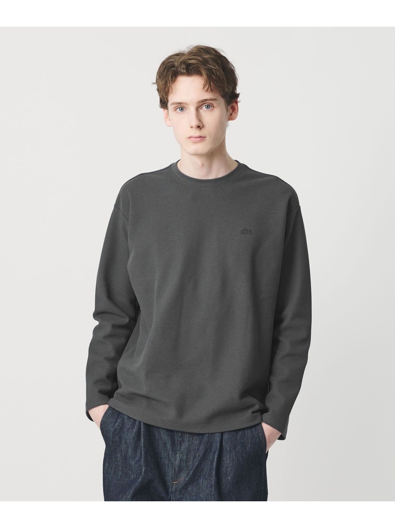 ＜LACOSTE for BEAUTY&YOUTH＞ワントーン ロング スリーブ カットソー BEAUTY&YOUTH UNITED ARROWS ビューティー＆ユース　ユナイテッドアローズ トップス カットソー・Tシャツ ブラック グレー ホワイト【送料無料】[ Fashion]｜BEAUTY＆YOUTH UNITED ARROWS