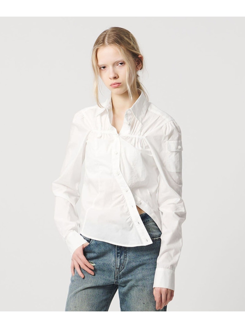 【SALE／10%OFF】＜ATTISESSION＞コットン ギャザー ヨーク シャツ ATTISESSION ビューティー＆ユース　ユナイテッドアローズ トップス シャツ・ブラウス ホワイト ネイビー【RBA_E】【送料無料】[ Fashion]