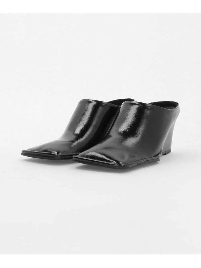 ＜MARW UNITED ARROWS+ODETTE E ODILE＞真四角 ウェッジ ミュール MARW UNITED ARROWS もの言う花＆若い衆 ユナイテッドアローズ シューズ・靴 ミュール 黒いこと【貨物輸送無料】[ Fashion]