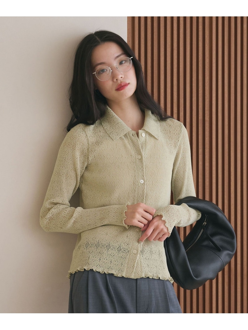 レースプリーツ シャツカーディガン ウォッシャブル BEAUTY&YOUTH UNITED ARROWS ビューティー＆ユース　ユナイテッドアローズ トップス カーディガン ホワイト ブラック【送料無料】[ Fashion]