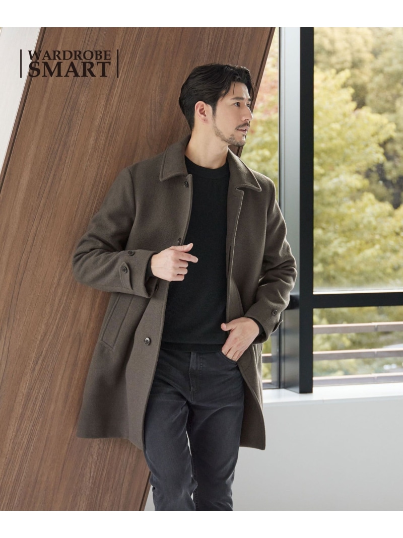 【WEB制限事項 WARDROBE SMART】PE メルトン バル色合い厚地の外套 BEAUTY\u0026YOUTH UNITED ARROWS もの言う花＆若い衆 ユナイテッドアローズ ジャケット・アウター ステンカラー厚地の外套 黒いこと 薄墨色 赤銅色【貨物輸送無料】[ Fashion]