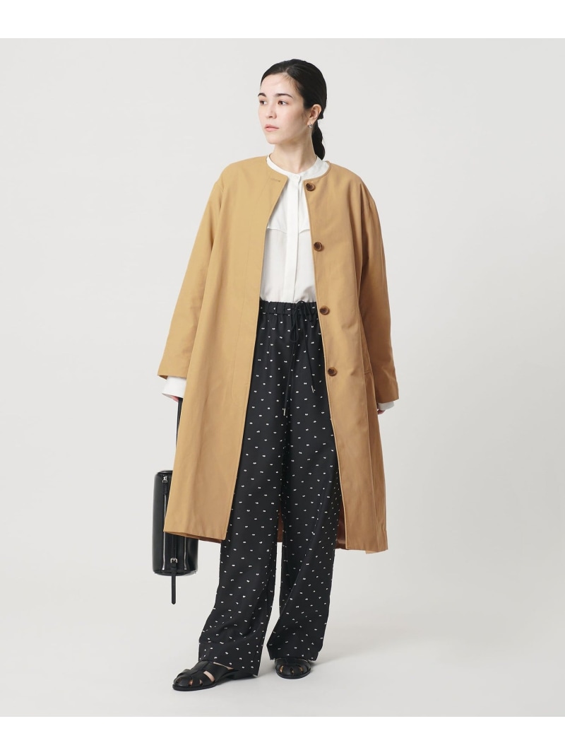【WEB押さえる】綿織物ナイロン ツイルノーカラーコート BEAUTY\u0026YOUTH UNITED ARROWS もの言う花＆青少年 ユナイテッドアローズ ジャケット・アウター 余分の物のジャケット・アウター ベージュ 黒いこと【貨物輸送無料】[ Fashion]