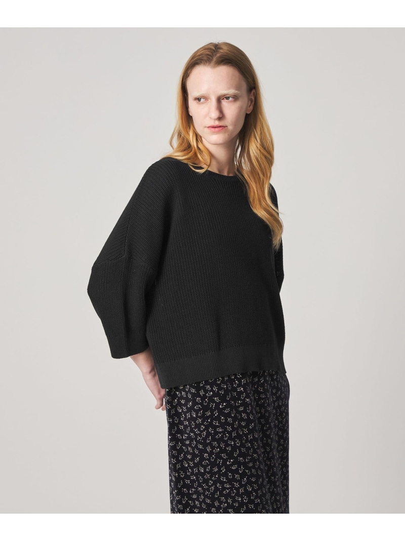 ＜Steven Alan＞コットン リブ プルオーバー ニット Steven Alan ビューティー＆ユース　ユナイテッドアローズ トップス ニット ブラック ホワイト【送料無料】[ Fashion]