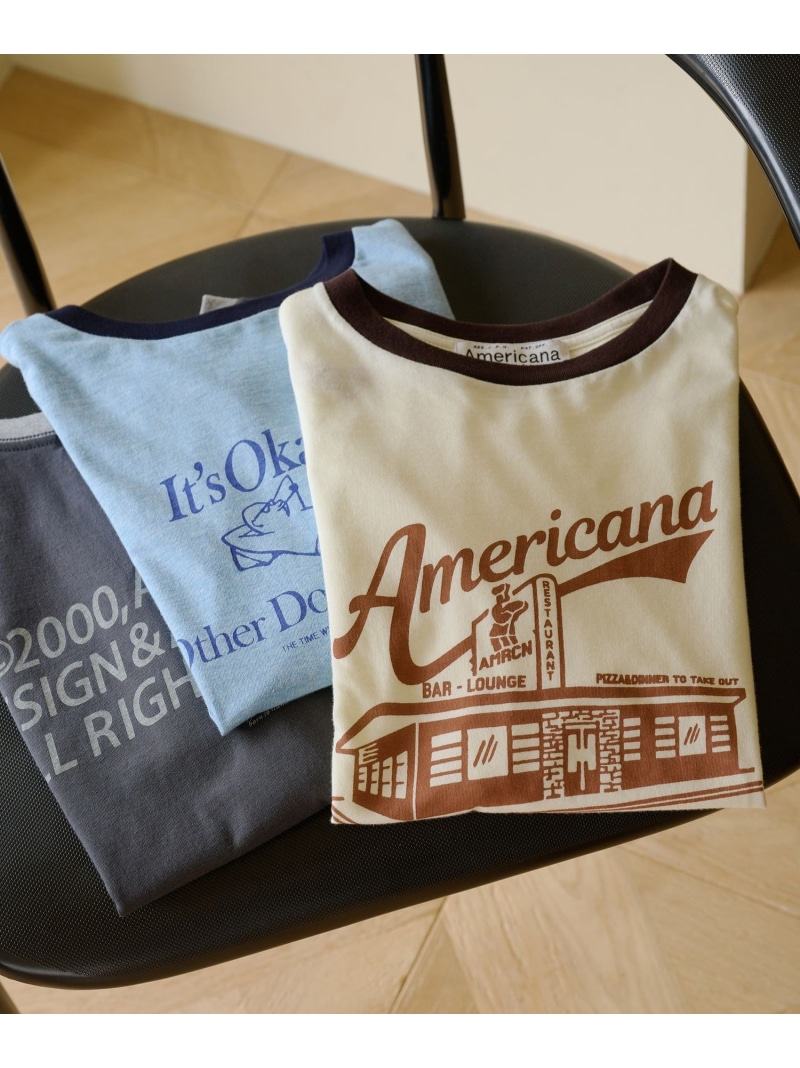 【WEB限定/別注】＜Americana＞リンガーTシャツ BEAUTY&YOUTH UNITED ARROWS ビューティー＆ユース　ユナイテッドアローズ トップス カットソー・Tシャツ ブルー ホワイト ブラック【先行予約】*【送料無料】[ Fashion]