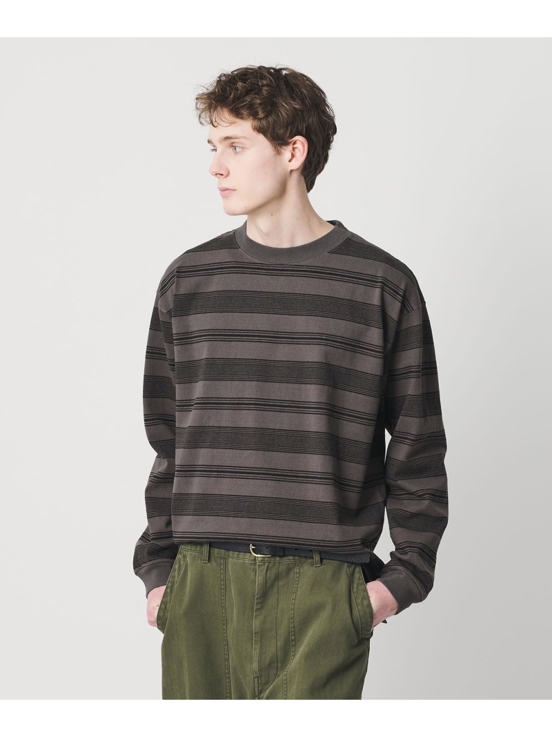 12oz ヘビーウェイト ボーダー クルーネック カットソー BEAUTY&YOUTH UNITED ARROWS ビューティー＆ユース　ユナイテッドアローズ トップス カットソー・Tシャツ ブルー グレー ホワイト【送料無料】[ Fashion]