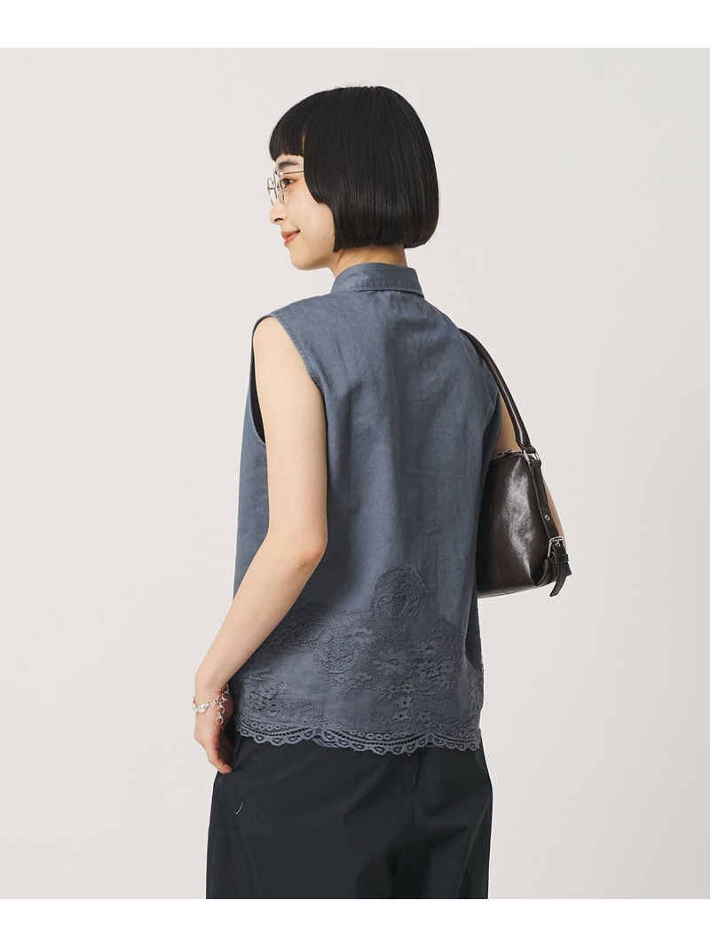 【別注】＜calm Line＞レース ノースリーブ ブラウス BEAUTY&YOUTH UNITED ARROWS ビューティー＆ユース　ユナイテッドアローズ トップス シャツ・ブラウス ホワイト ネイビー【送料無料】[ Fashion]｜BEAUTY＆YOUTH UNITED ARROWS