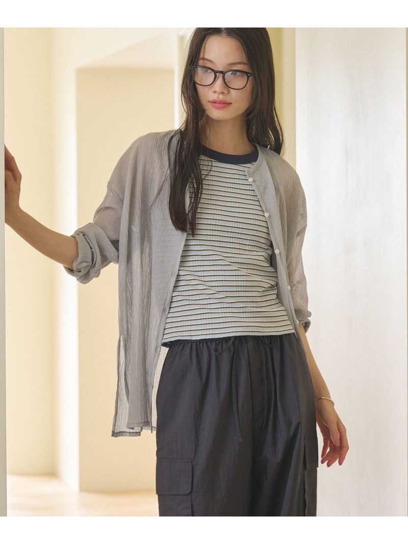 縮緬 クルーネックカーディガン BEAUTY\u0026YOUTH UNITED ARROWS もの言う花＆若い者 ユナイテッドアローズ トップス ジレー 白いこと 黒いこと 薄墨色 オレンジ色【貨物輸送無料】[ Fashion]