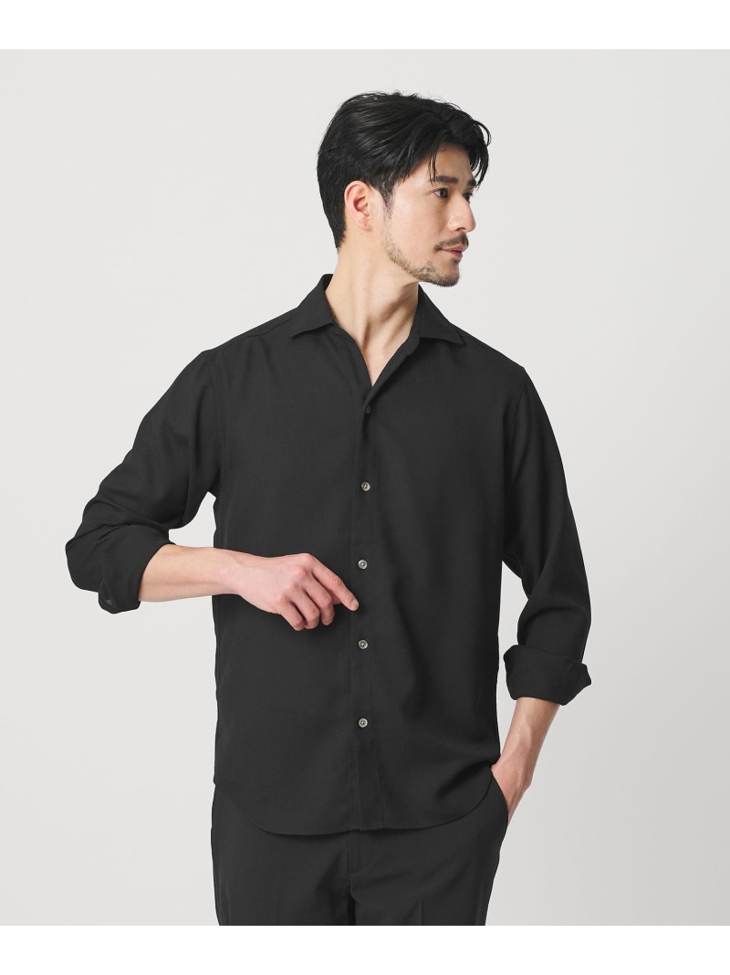 【WEB限定 WARDROBE SMART】リネンライク ワイドカラー スキッパー シャツ BEAUTY&YOUTH UNITED ARROWS ビューティー＆ユース　ユナイテッドアローズ トップス シャツ・ブラウス ブラック ホワイト【送料無料】[ Fashion]