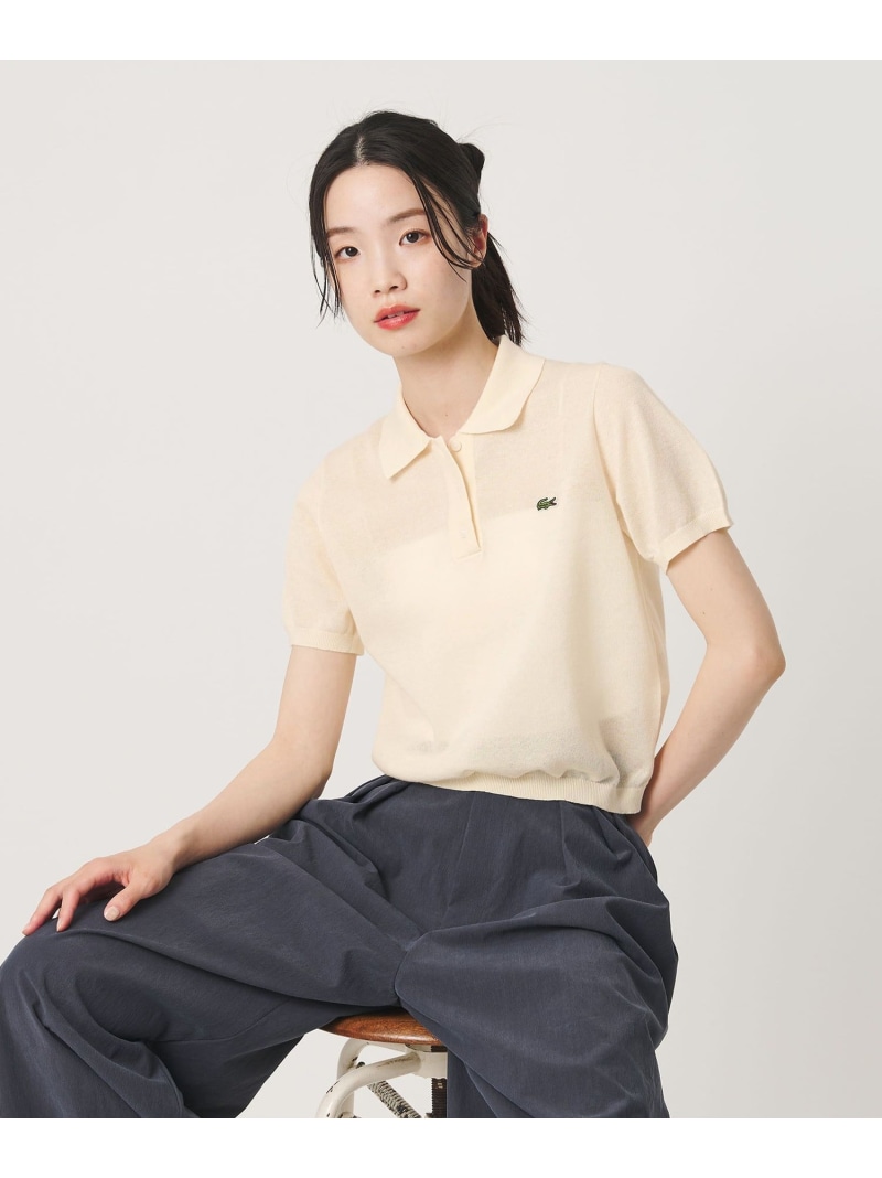 【SALE／30%OFF】＜LACOSTE＞ラメニット ポロシャツ BEAUTY&YOUTH UNITED ARROWS ビューティー＆ユース　ユナイテッドアローズ トップス ポロシャツ ホワイト ピンク【RBA_E】【送料無料】[ Fashion]｜BEAUTY＆YOUTH UNITED ARROWS