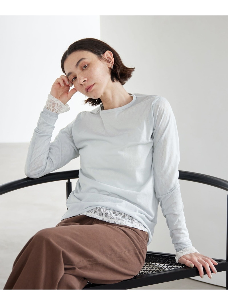 【SALE／15%OFF】コットンナイロン天竺 シアー クルーネック Tシャツ BEAUTY&YOUTH UNITED ARROWS ビューティー＆ユース　ユナイテッドアローズ トップス カットソー・Tシャツ ブラウン ブラック ホワイト ピンク ブルー【RBA_E】【送料無料】[ Fashion]