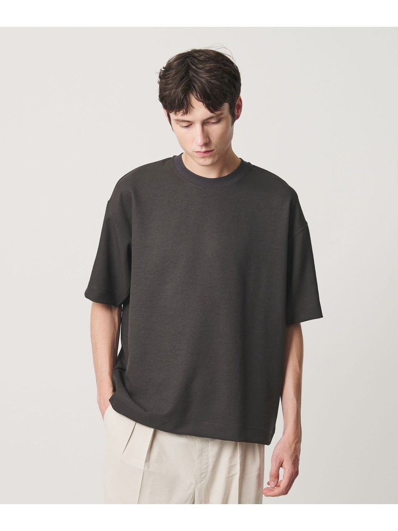 フュージョンツイル クルーネック Tシャツ UVカット 透け防止 ストレッチ BEAUTY&YOUTH UNITED ARROWS ビューティー＆ユース　ユナイテッドアローズ トップス カットソー・Tシャツ グレー ホワイト【送料無料】[ Fashion]