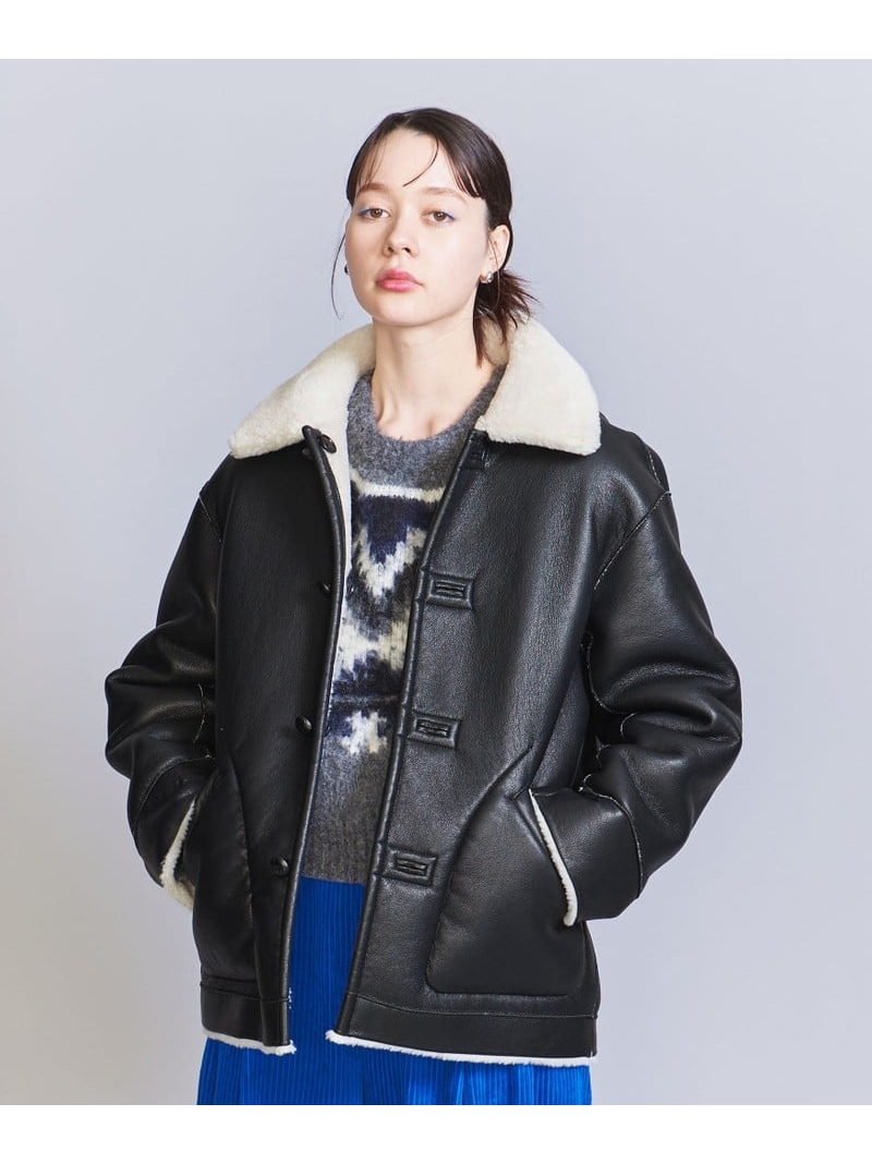 SALE／40%OFF】フェイクレザー リバーシブル ボア ブルゾン