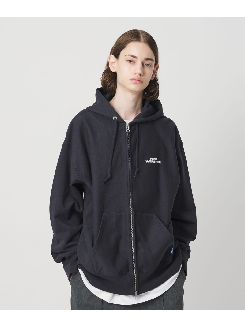 【SALE／30%OFF】＜NICE WEATHER＞神のことば情の籠もった ジップパーカ 2 NICE WEATHER もの言う花＆青少年 ユナイテッドアローズ トップス スウェット・トレーナー 白いこと 米国海軍【RBA_E】【貨物輸送無料】[ Fashion]