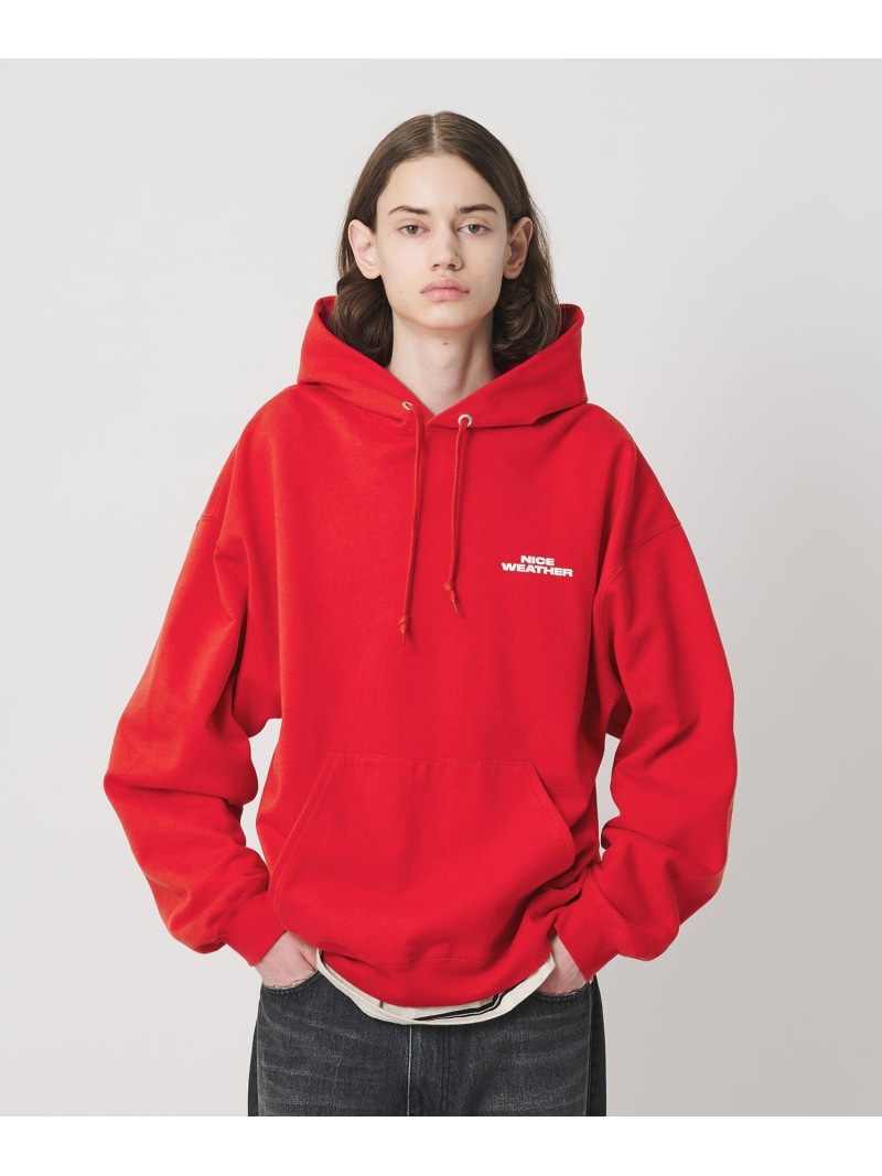 【SALE／30%OFF】＜NICE WEATHER＞スウェットフーディ NICE WEATHER ビューティー＆ユース　ユナイテッドアローズ トップス スウェット・トレーナー グレー ブラック レッド【RBA_E】【送料無料】[ Fashion]｜BEAUTY＆YOUTH UNITED ARROWS