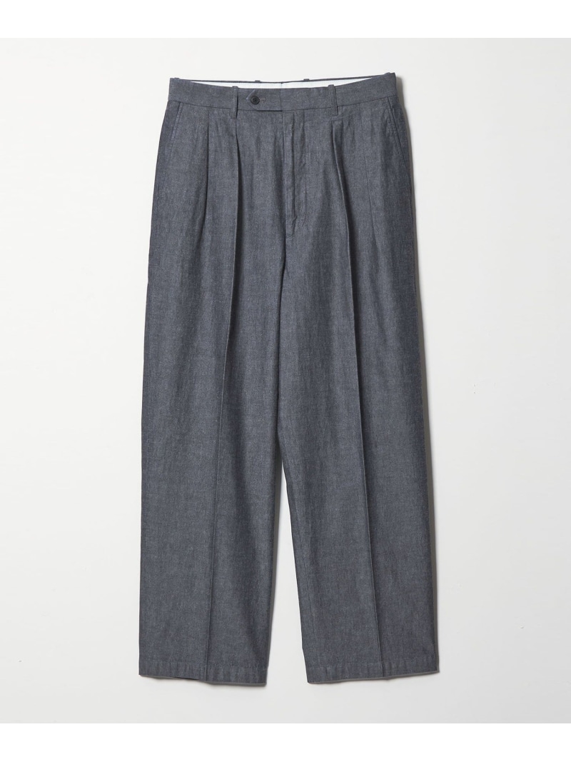 ＜Steven Alan＞ デニムシャンブレー イン ツープリーツ ドレス トラウザーズ Steven Alan ビューティー＆ユース　ユナイテッドアローズ パンツ スラックス・ドレスパンツ ネイビー グレー【送料無料】[ Fashion]｜BEAUTY＆YOUTH UNITED ARROWS