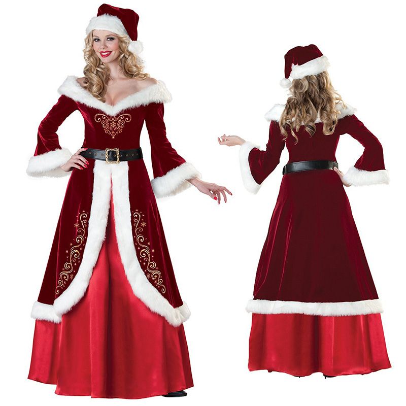 クリスマスシリーズ サンタ服 サンタクロース サンタ女王服 豪華セットサンタ衣装 クリスマスの女王様 レディース 3点セット(帽子+ワンピース+ベルト) 女王風 Christmas 赤 コスチューム クリスマス コスプレ コスチューム|BeautyANNShop