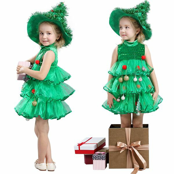 クリスマスシリーズ クリスマス衣装 クリスマスツリー コスプレ キッズ サンタコスチューム サンタクロース 子供 ワンピース コスチューム 写真撮影用 クリスマスツリー キッズ 誕生記念 サンタコスプレ ギフト