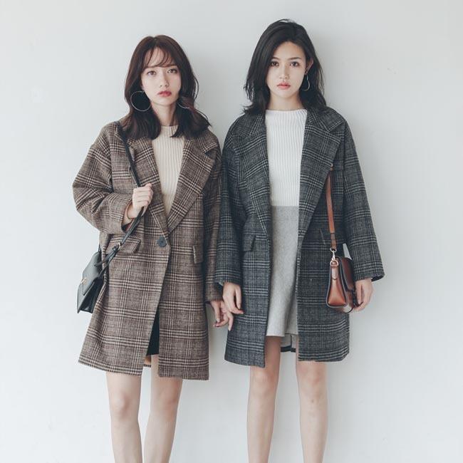 楽天市場】ミドル丈 全2色×4サイズチェックコート レディース
