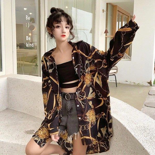 楽天市場】柄シャツ シャツ レディース 長袖 ブラウス チェーン