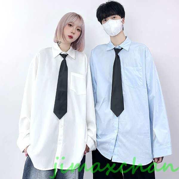 新生活 ダンス衣装 k-pop衣装 レーディス 白シャツ ネクタイ付き ユーニセックス メンズ へそ出し トップス シャツ へそ出し 長袖 ヒップホップ 卒業式