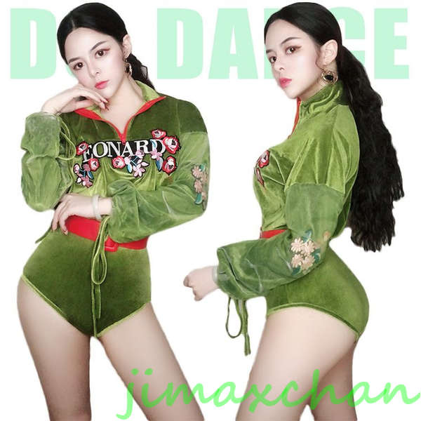 新生活 ダンス衣装 セットアップ レーディス 大人 kpop 衣装 ジャズ ダンス 衣装 緑 グリーン ワンピース kpop衣装 KPOP ワック 刺繍ワンピース|BeautyANNShop