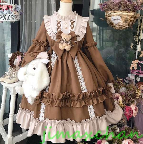 【栀】Z3 熊柄 ワンピース レディース Lolita ロリータ OP zbyji717-1723_1.jpg