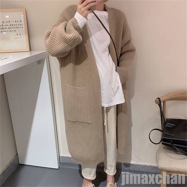 新生活 カーディガン ニット コート 無地 ロング 膝下丈 長袖 ポケット付き 秋冬あたたかい 全4色 秋冬アウトレット|BeautyANNShop