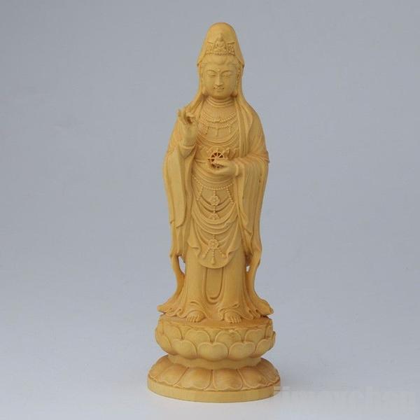 新生活 気楽 10/20cm 観音菩薩 木彫り 彫刻 柘植木彫り 仏像 縁起物 祈る 開運 スピリチュアル プレゼント 贈り物 ギフト お土産 お守り 置物 風水 飾り|BeautyANNShop